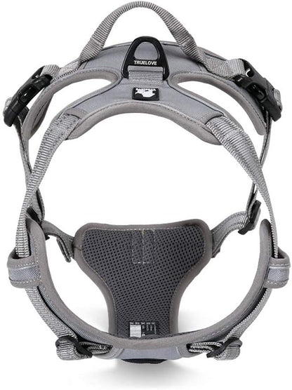 TRUE LOVE Adjustable No-Pull Dog Harness Reflective Pup Vest Harnesses Comfortable Control Brilliant Colors Truelove TLH5651(Gray,M)