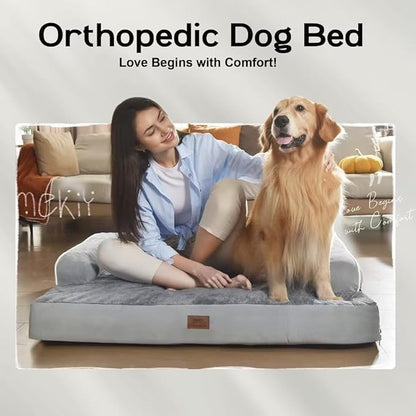 Small Dog Bed Waterproof Orthopedic Dog Beds for Medium Sized Dogs Comfy Pet Cat Bed with Sides, Washable Removable Cover