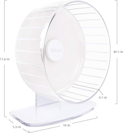 Niteangel Super-Silent Hamster Exercise Wheels: - Quiet Spinner Hamster Running Wheels with Adjustable Stand for Hamsters Gerbils Mice Or Other Small Animals (L, White)