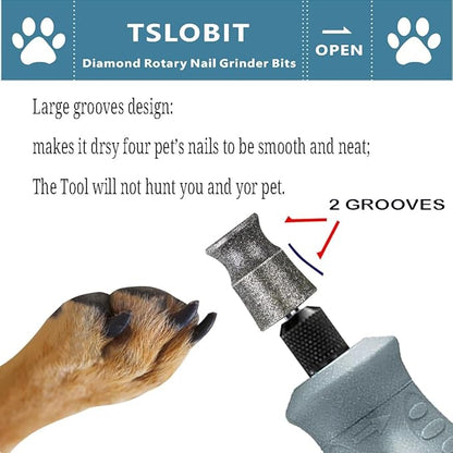 Diamond Dog Nail Grinder Bits for Rotary Tool,1/8" Nail Grinder Attachment for Dremel Grinder Replacement Heads Pets Nail Care Clippers for Medium Large Dogs,2-Pack（Large A&V）