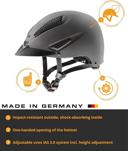 uvex perfexxion II Horse Riding Helmet for Women & Men, Anthracite - Adjustable & Excellent Ventilated Helmet