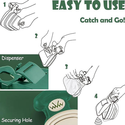 Portable Dog Pooper Scooper with Bag Attachment, Small Handheld Poop Scoop for Travel Walks Yard