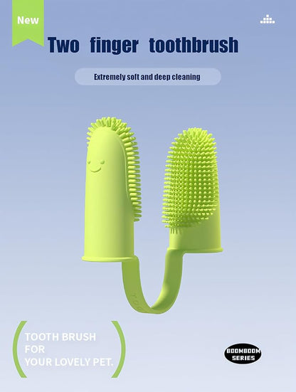 Pet Toothbrush， Dog Teeth Cleaning, Dog Finger Toothbrush，Double Ended