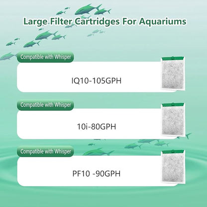9-Pack Aquarium Filter Cartridge Compatible with Whisper Power Filters,Medium Replacement Filter Cartridges for 10i IQ10-105GPH