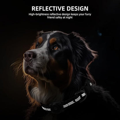 Upgraded AirTag Dog Collar, IP68 Waterproof Air Tag Dog Collar Holder, Reflective, Ultra-Durable, Comfortable Padded, Heavy Duty Dog Collars for Small Medium Large Dogs (S (10.6"-13.6"), Black)