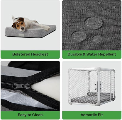 Diggs Bolstr Orthopedic Dog Bed with Headrest - Dog Crate Bed for Evolv Crate & Other Standard Pet Kennels - Durable & Comfortable - (Intermediate)