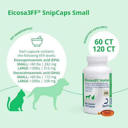 SnipCaps Omega 3 Free Fatty Acid Capsules for Dogs and Cats - Small, 120 ct