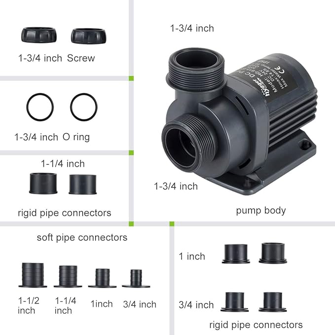 Hygger 2120GPH Quiet Submersible and External 24V Water Pump, with Controller (30%-100% Settings), Powerful Return Pump for Fish Tanks, Aquariums, Ponds, Fountains, Sump, Hydroponics (65W, 18ft)