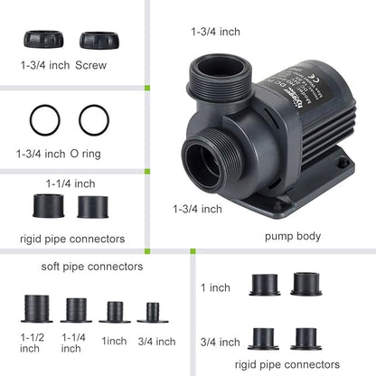 Hygger 1720GPH Quiet Submersible and External 24V Water Pump, with Controller (30%-100% Settings), Powerful Return Pump for Fish Tanks, Aquariums, Ponds, Fountains, Sump, Hydroponics (55W, 14.8ft)