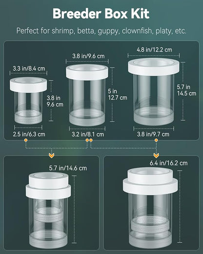 Pawfly Large Breeder Box for Fish Tank, Floating Guppy Breeder Box, Plastic Hatchery Incubator Isolation Box for Shrimp Betta Clownfish, Baby Fish Separator for Aquarium