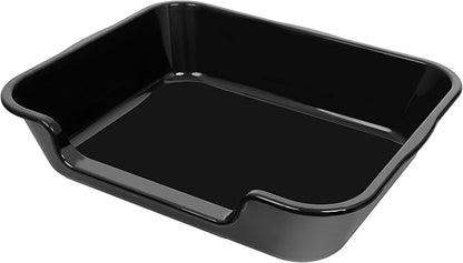 2 Pack of Extra Large Cat Litter Box (ABS Material), Low Entry Senior Litter Pen for Geriatric Kitty Big Cats, Jumbo Pet Safe Litter Boxes Tray for Indoor Pets Potty (Black, 24" L x 20" W)