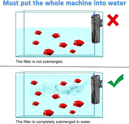 COOSPIDER Aquarium Filter Sun JUP-01 for 40-80 Gallon Tank Clear, U-V Fish Tank Green Clean Machine Submersible Pump w/ 1 Spare Bulb + 2 Replace Filter