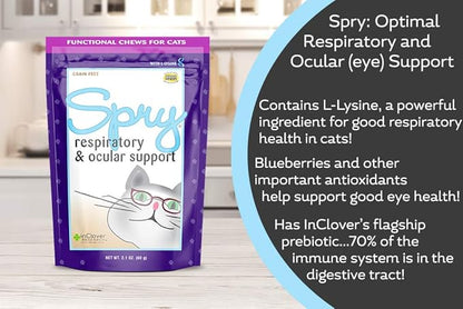 Spry, Cat Eye Care Support, L-Lysine Cat Treat Supplement, Cat Immune Support Supplement, Cat Health Daily Treat, Prebiotic Cat Health Support, Cat Antioxidant Respiratory Health for Cats
