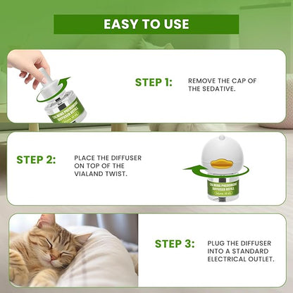 Calming Diffuser Kit for Cat, Cat Pheromone Calming Diffuser Starter Helps Ruduce Anxious, Anti-Stress & Comforts Cats (2 Diffuser + 6 Refills)