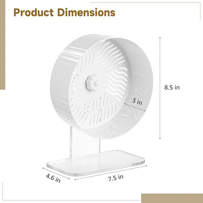Silent Hamster Wheel, Hamster Exercise Wheel with Adjustable Acrylic Stand, Hamster Exercise Wheel for Gerbil, Syrian & Dwarf, Chinchilla and More Small Animal Hamster Running Wheels (8.2 in)