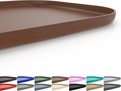 Silicone Pet Feeding Mat with Raised Edge for Food and Water, Dog Bowl Mats, Cat Bowls Placemat with High Lip for Floor Waterproof, Rubber Tray for Cats and Dogs 24 x 16 x0.8 Brown