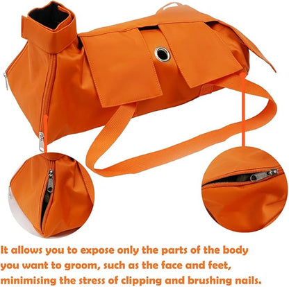 Kukaster Pet Cat’s Restraint Bag for Claw Care Nail Trimming Anti-Scratching Grooming Bag for Cats Medical Examination(Orange-s)