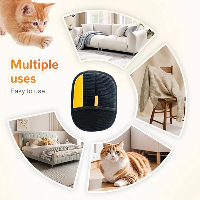 2025 Upgrade Pet Hair Remover Gloves, Reusable Cat Dog Grooming Gloves Pet Hair Remover Electrostatic Gloves, Premium Efficient Pet Hands on for Dogs, Cats & Horses with Long and Short Hair Fur (2)