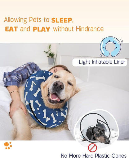 Supet Inflatable Dog Cone Collar Alternative After Surgery, Dog Neck Donut Collar Recovery E Collar, Soft Pet Cone for Small Medium Large Dogs