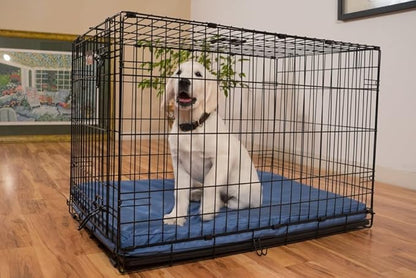 K9 Ballistics Tough Ripstop Orthopedic Dog Crate Bed - Durable Pad with Washable Cover, for Wire Crates, Tie-Downs Included, Size: Medium 35"x22", Sandstone