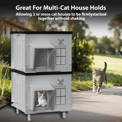 Heavy-Duty Heated Outdoor Cat House with Escape Door – 2 Sizes