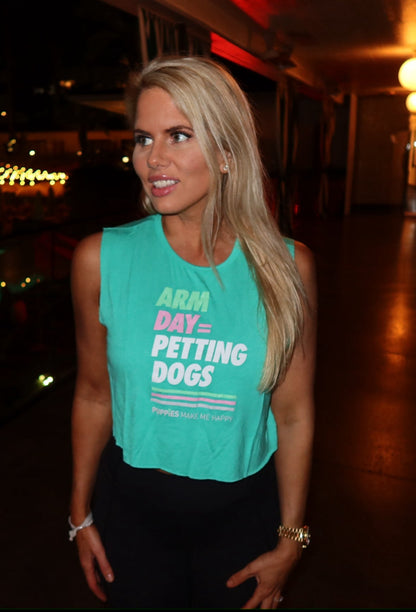 Arm Day = Petting Dogs Crop Top | Gift for Active Dog Moms | Made in USA