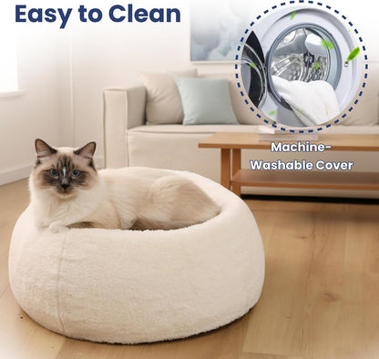 Orthopedic Cat & Small Dog Bed – Memory Foam, Faux Fur
