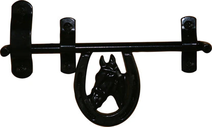 Newport Blacksmith Door Latch Horse Head Heavy Duty Steel Black Powder Coat