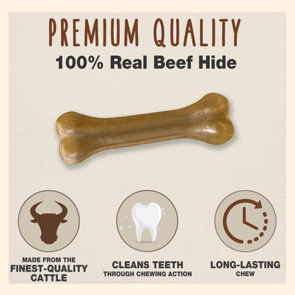 Cadet Pressed Rawhide Bones 6.5" Dog Chews 12 Pack Long Lasting Beef Hide