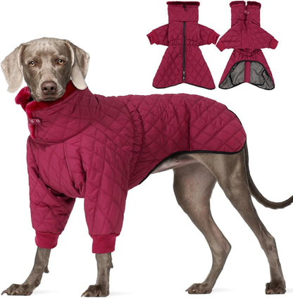 Waterproof Fleece-Lined Dog Snow Jacket with High Collar – S–3XL