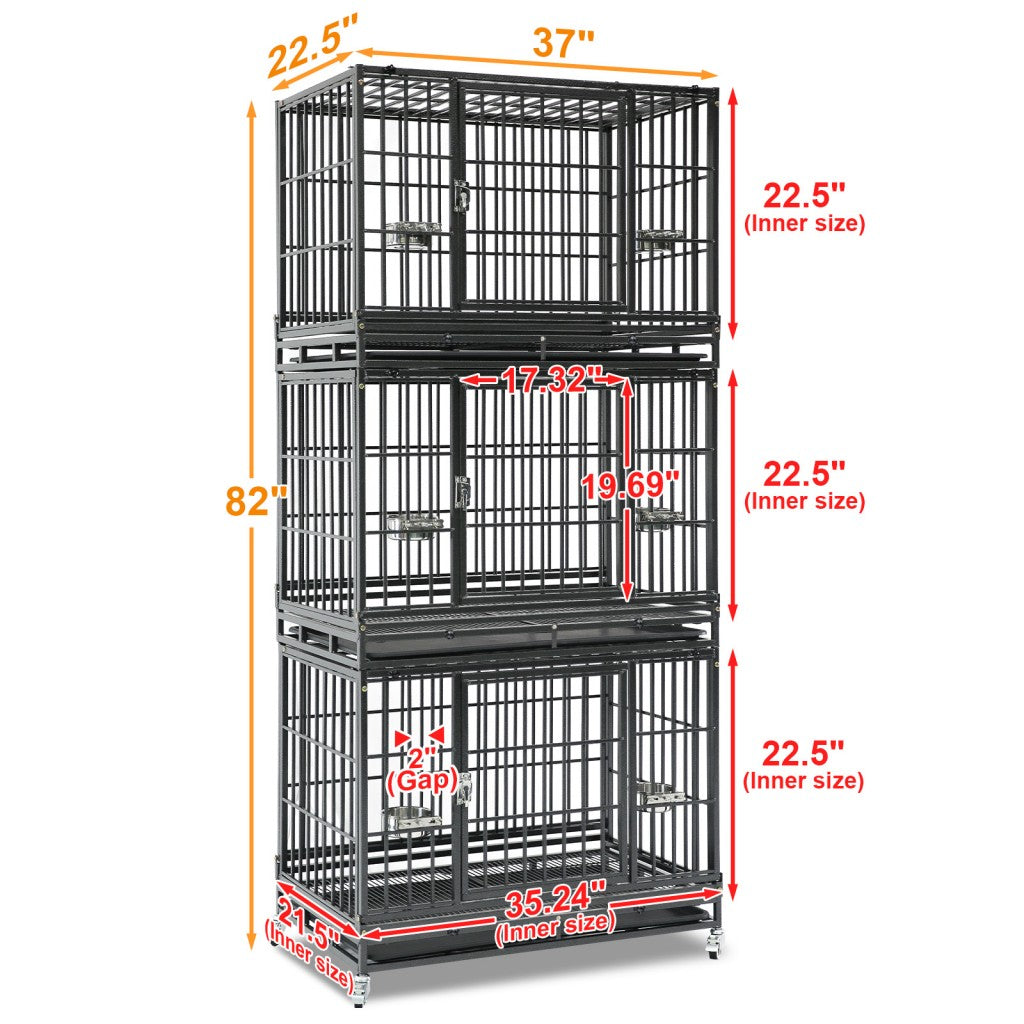 37" Stackable Heavy Duty Dog Crate 371D03