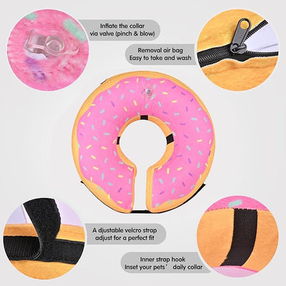 Katoggy Inflatable Dog Cone Collar for Dogs & Cats - Soft, Adjustable Blow-up Donut E-Collar for Small, Medium & Large Pets