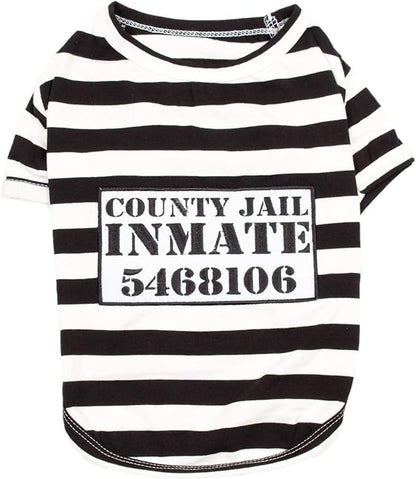 Parisian Pet XL Dog Shirt - Lightweight, Sleeved Black & White Stripes for Large Dogs - 100% Cotton & Polyester - Prisoner Dog Costume