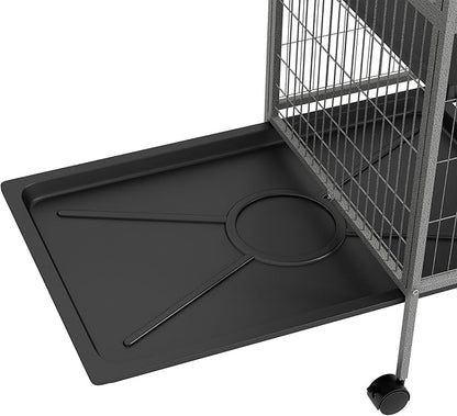 PawHut 63" 6-Tier Small Animal Cage, Ferret Cage, Large Chinchilla Cage with Hammock Accessory & Heavy-Duty Steel Wire, Small Animal Habitat with 6 Doors, Removable Tray, Gray