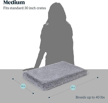 Stoutwool 4" Indestructible Dog Bed - Orthopedic Chew Proof Dog Crate Pad - Fluffy Kennel Mat for Aggressive Chewers - Ideal for Medium Breeds & Fits 30-Inch Crate - 29"x18", Charcoal