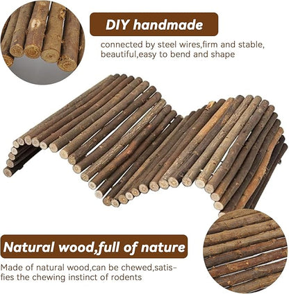 kathson Rabbit Wooden Bridge(20.0 x 11.8 inches),Guinea Pig Wood Tunnel Large Bunny Ladders Small Animal Flexible Hideout for Hamster Chinchillas Guinea Pig Hedgehog and Other Rodents