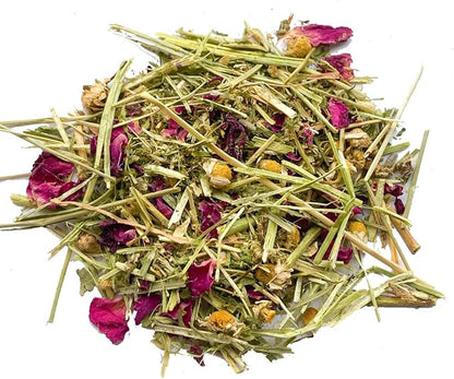 Herbal Calming Forage (2 Ounces): Premium Rabbit Food, Hay for Guinea Pigs Food, Chinchilla Food, Hamster Treat Made with Timothy Hay & Organic Herbs (2 Ounces)
