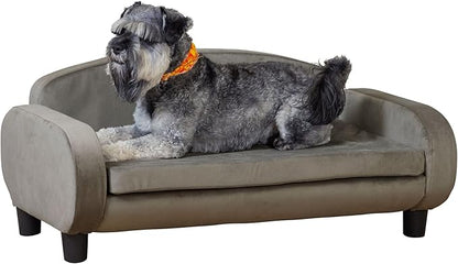 Paws & Purrs Multi-Cat Sofa Elevated Pet Bed for Indoor Cats Raised Cats Couch with Removable Washable Mattress Cover for Kittens, Dogs - 35.5" Wide, Ash
