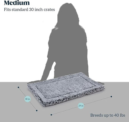 Stoutwool Indestructible Dog Bed - Fluffy Chew Proof Dog Crate Pad - Tough Kennel Pad for Aggressive Chewers - Washable, Ideal for Medium Breeds & Fits 30-Inch Crate - 29"x18", Charcoal