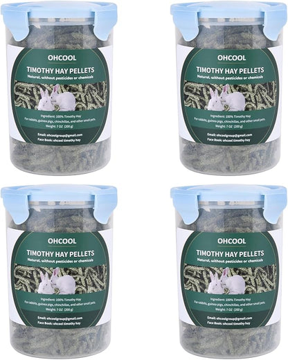 Timothy Hay Pellets 28oz (4 * 7 oz) - 100% Timothy Premium Nutrition Pellet for Tortoise, Rabbits 28 oz