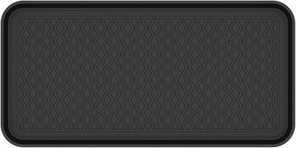 Ottomanson 15” x 30” Multi-Purpose Boot Tray - Waterproof Mat for Shoes, Pet Food, Litter Box, Painting & Planting - 1.2” Raised Edge for Spill Protection