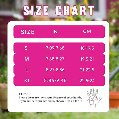 HANDLANDY Ladies Leather Gardening Gloves, Thorn Proof Women Rose Pruning Garden Yard Glove, Heavy Duty Long Sleeve Gloves (Medium, Rosy)