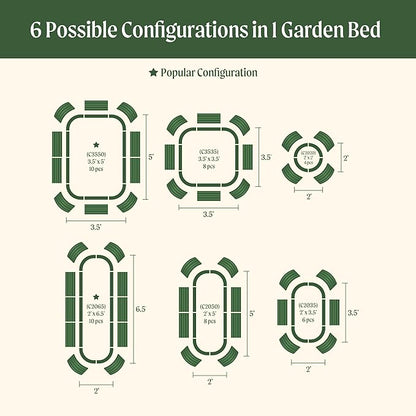 Vego garden Aluzinc Raised Garden Bed Kits, 17" Tall 6 in 1 Modular Metal Raised Planter Bed for Vegetables Flowers Patio Ground Planter Box-Modern Gray
