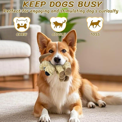 Khaki Plush Squeaky Dog Toy – Crinkle Stuffed Chew Toy for Small, Medium & Large Dogs