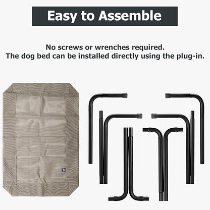 Elevated Dog Bed for Outdoor, XL Raised Dog Cot with Washable Mesh, Cooling Pet Cot Chew Proof for Outside Camping, 47 inch Brown