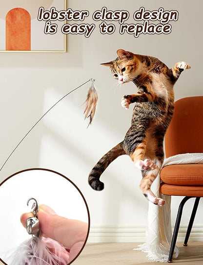 Handmade Cat Wand Feather Refills 6-Pack – Replacement Feathers for Interactive Cat Toys