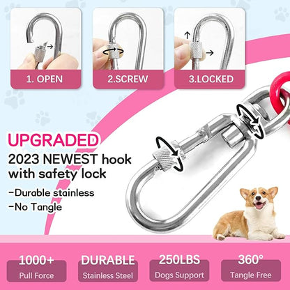 Heavy Duty Dog Tie Out Run Cable - 50 ft Long Leash with Durable Carabiner, Chew Proof for Large Dogs & Yard Use