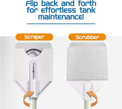 FL!PPER Flipper Platinum Aquarium Algae Scraper | Glass & Acrylic Tank Cleaner with Serrated Blade for Efficient Aquarium Maintenance (12” Nano)