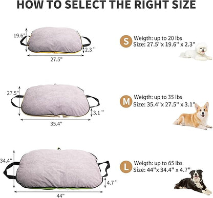 Portable Waterproof Dog Mat for Camping, Patio & Travel - Foldable Outdoor Dog Bed with Teflon Shell & Removable Plush Pad - Easy Clean, Durable - S (Hemp Grey)