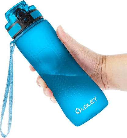 OLDLEY 25 oz Water Bottle, Motivational Water Bottle with Time Marker, Sports Water Bottle With Strap, Leakproof & BPA Free Large Water Bottles for School, Gym, Travel, Outdoor, Tritan,Blue